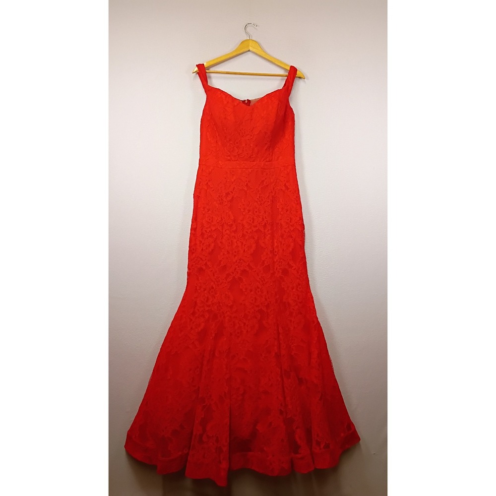 Elegant Formal Xscape Womens 12 Red Floral Lace‎ Sweetheart Mermaid Maxi Gown